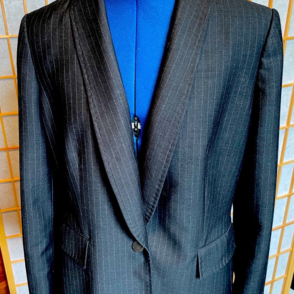 Charcoal grey pinstriped suit